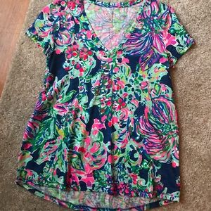 Lilly Pulitzer Floral Etta Top Size XS
